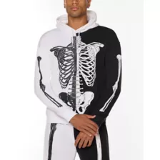 Black and White Skeleton Hoodie at Spencer's