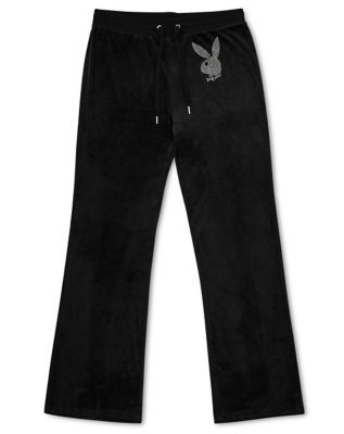 Black Playboy Rhinestone Track Pants Spencer's