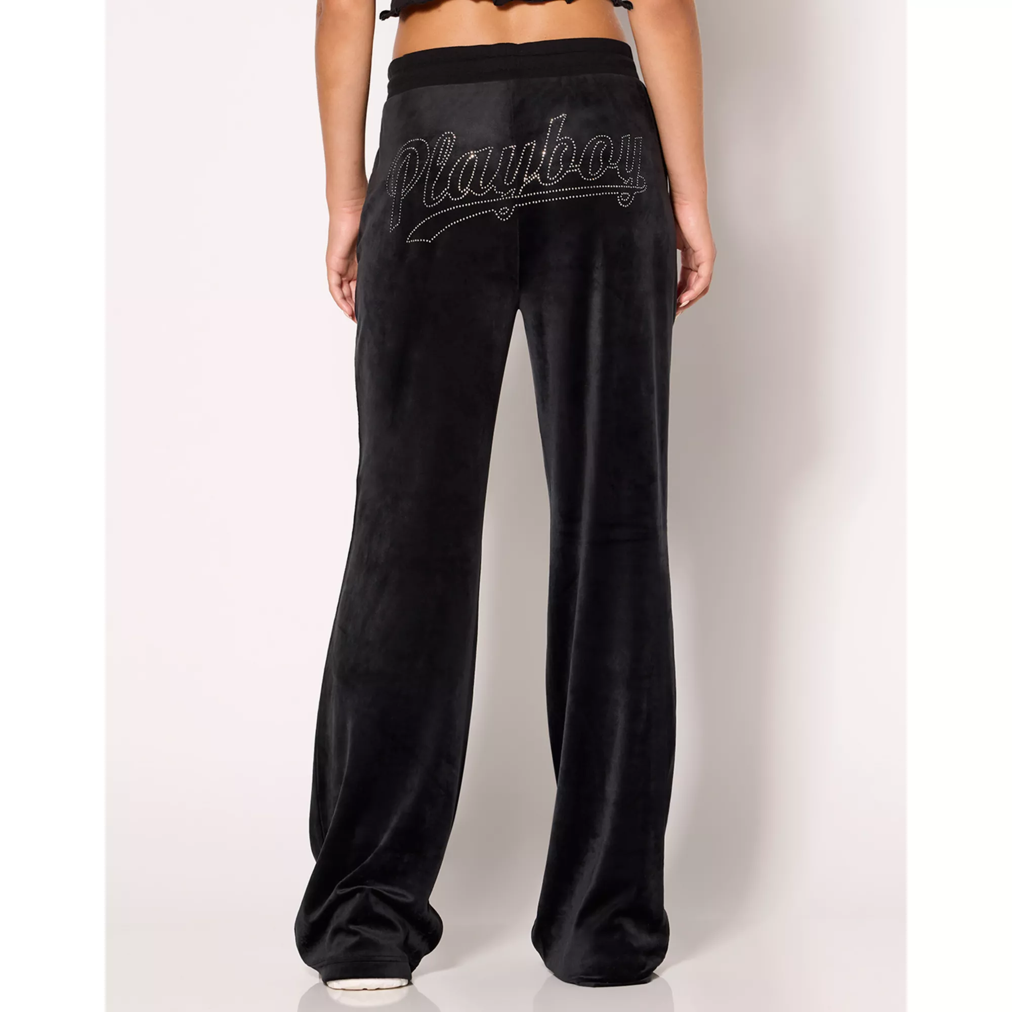 Black Playboy Rhinestone Track Pants at Spencer's