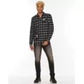 Black and Grey Ghost Face Flannel Shirt at Spirit Halloween