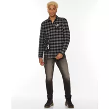 Black and Grey Ghost Face Flannel Shirt at Spirit Halloween