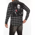 Black and Grey Ghost Face Flannel Shirt at Spirit Halloween