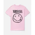 Pink Nirvana Smiley Face T Shirt at Spencer's