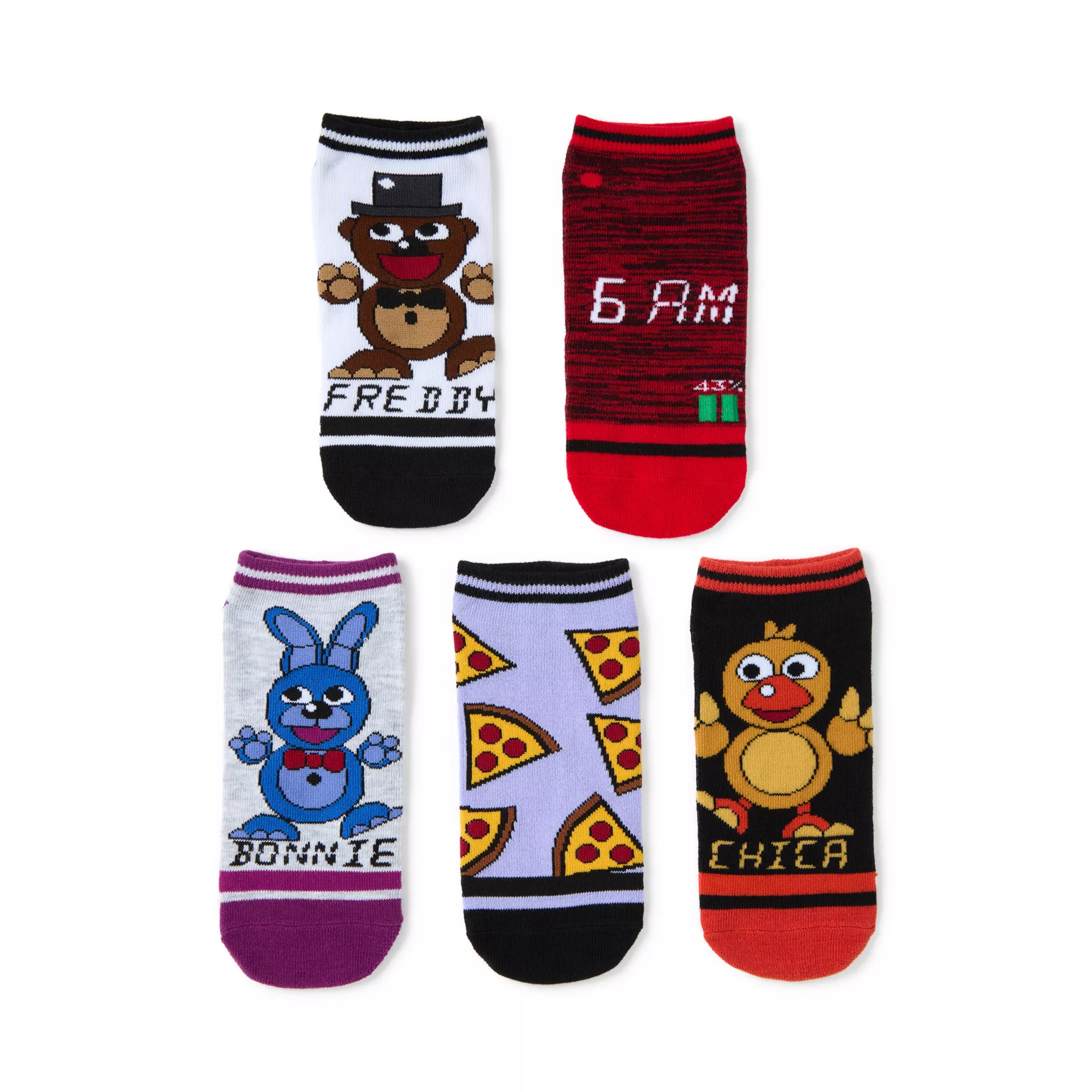 Freddy Bonnie and Chica Ankle Socks 5 Pair - Five Nights at Freddy's at Spencer's