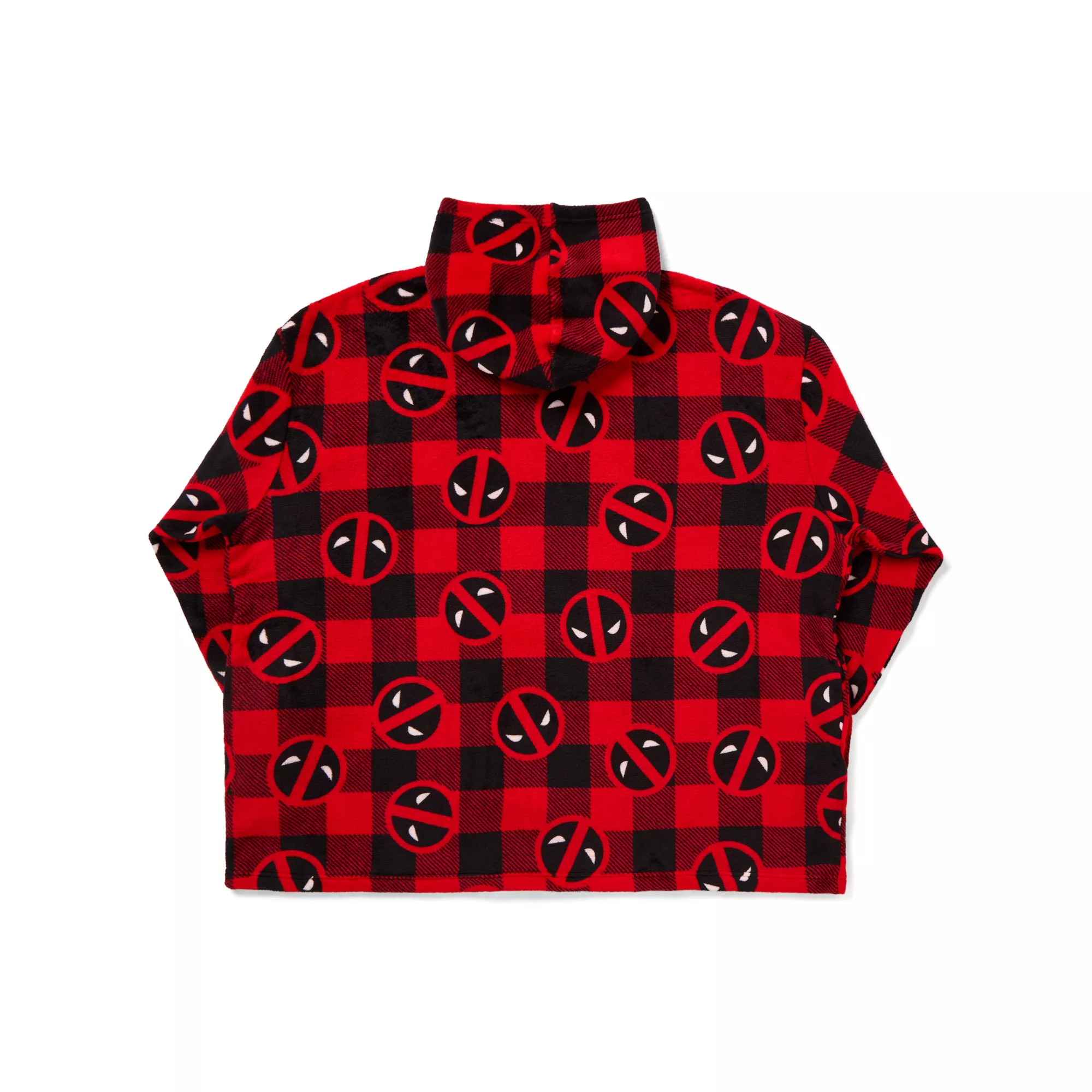 Red Deadpool Gingham Wearable Blanket at Spirit Halloween