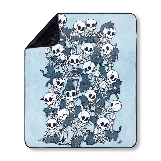 Skeletons and Cats Fleece Blanket at Spencer's