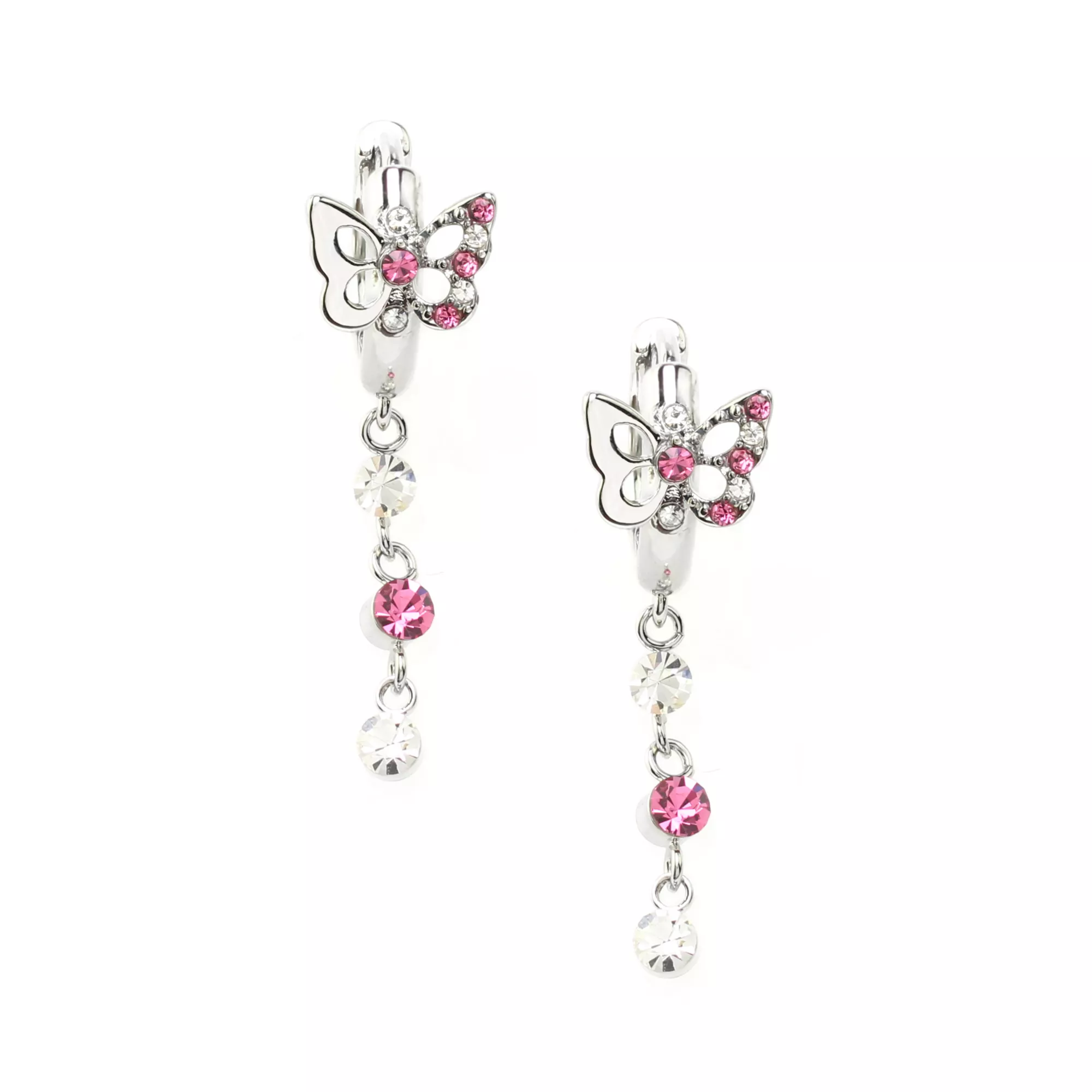 CZ Pink Butterfly Dangle Earrings at Spencer's