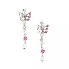 CZ Pink Butterfly Dangle Earrings at Spencer's
