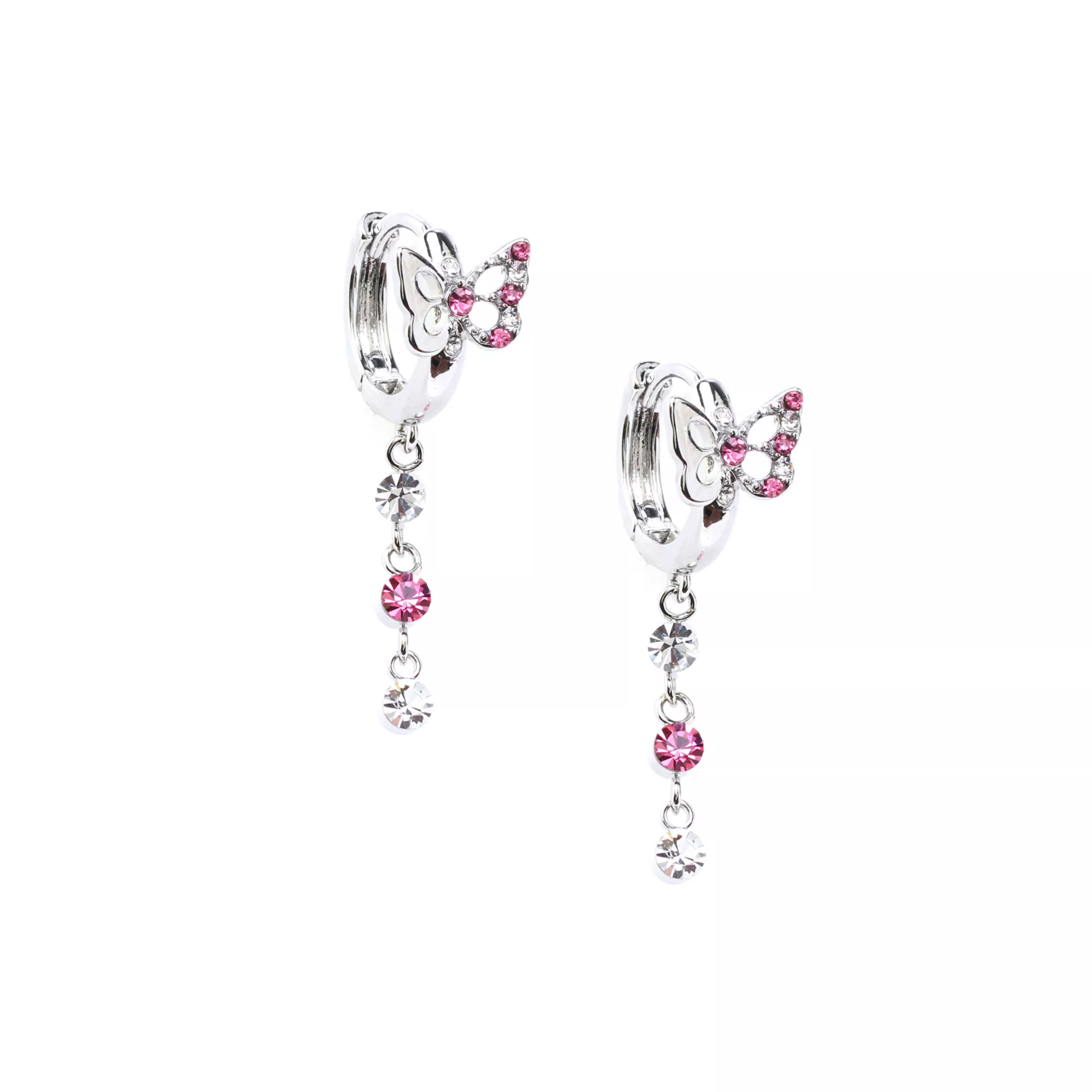 CZ Pink Butterfly Dangle Earrings at Spencer's