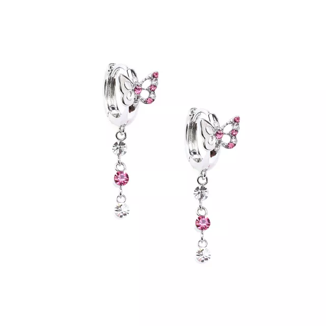CZ Pink Butterfly Dangle Earrings at Spencer's