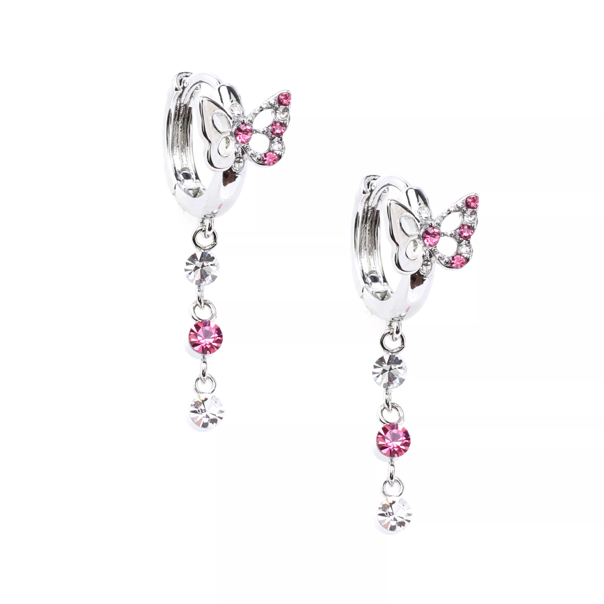 CZ Pink Butterfly Dangle Earrings at Spencer's