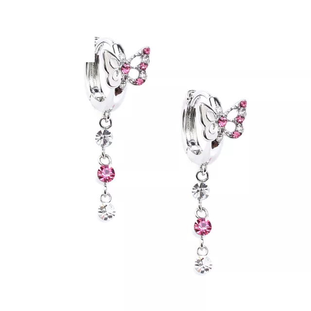 CZ Pink Butterfly Dangle Earrings at Spencer's