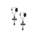 CZ Black Cross Dangle Huggie Hoop Earrings at Spencer's