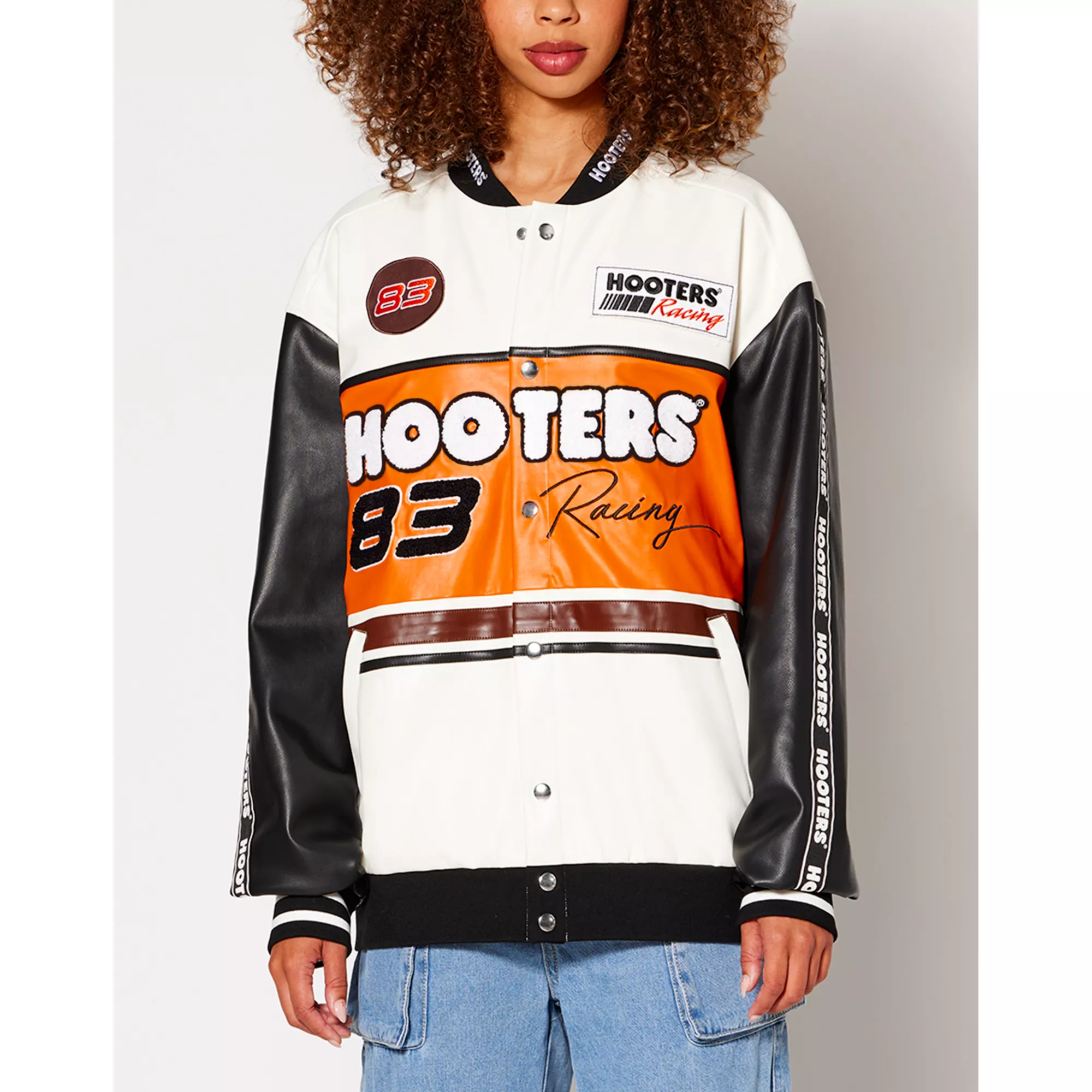 Black and White Hooters Motorcycle Jacket at Spencer's