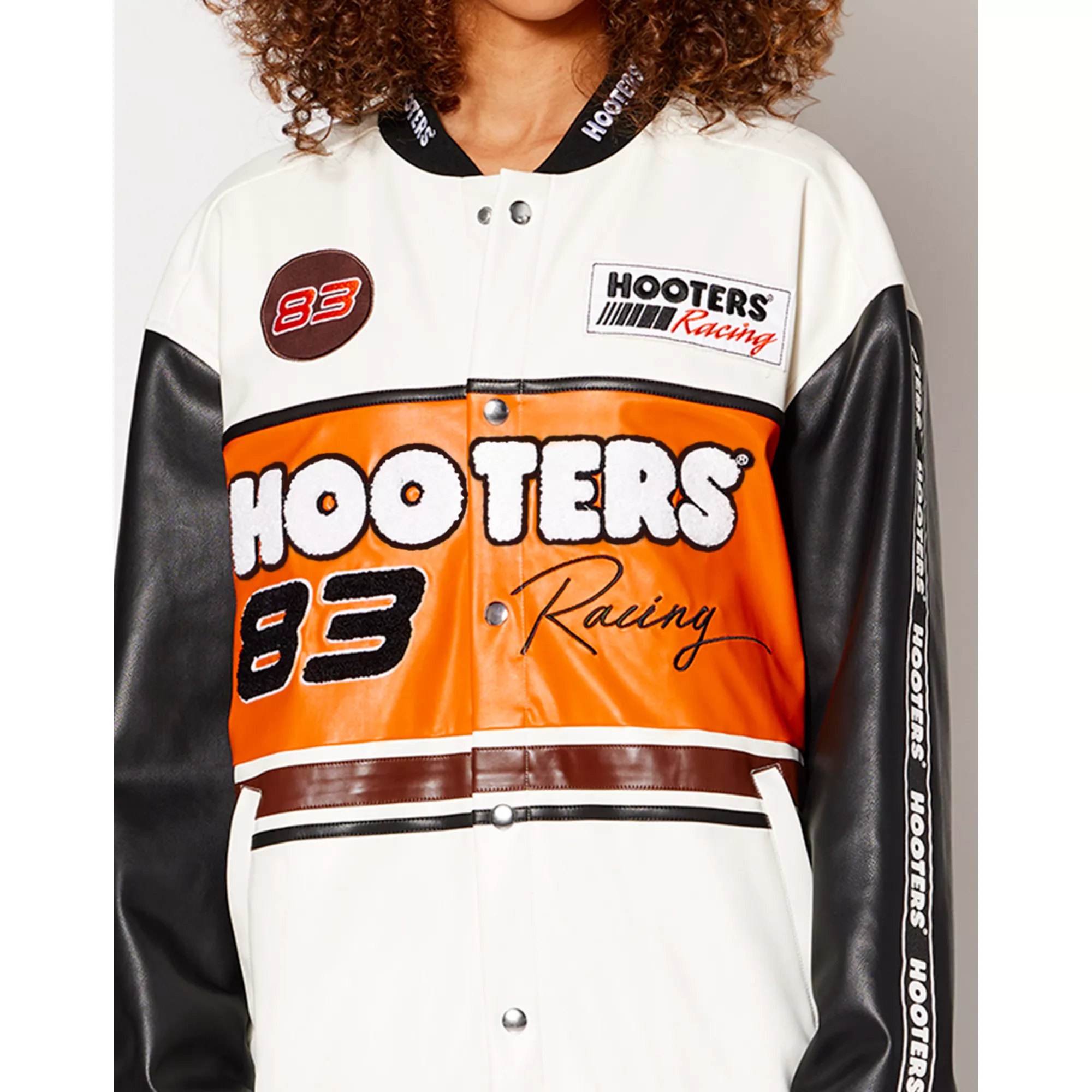 Black and White Hooters Motorcycle Jacket at Spencer's