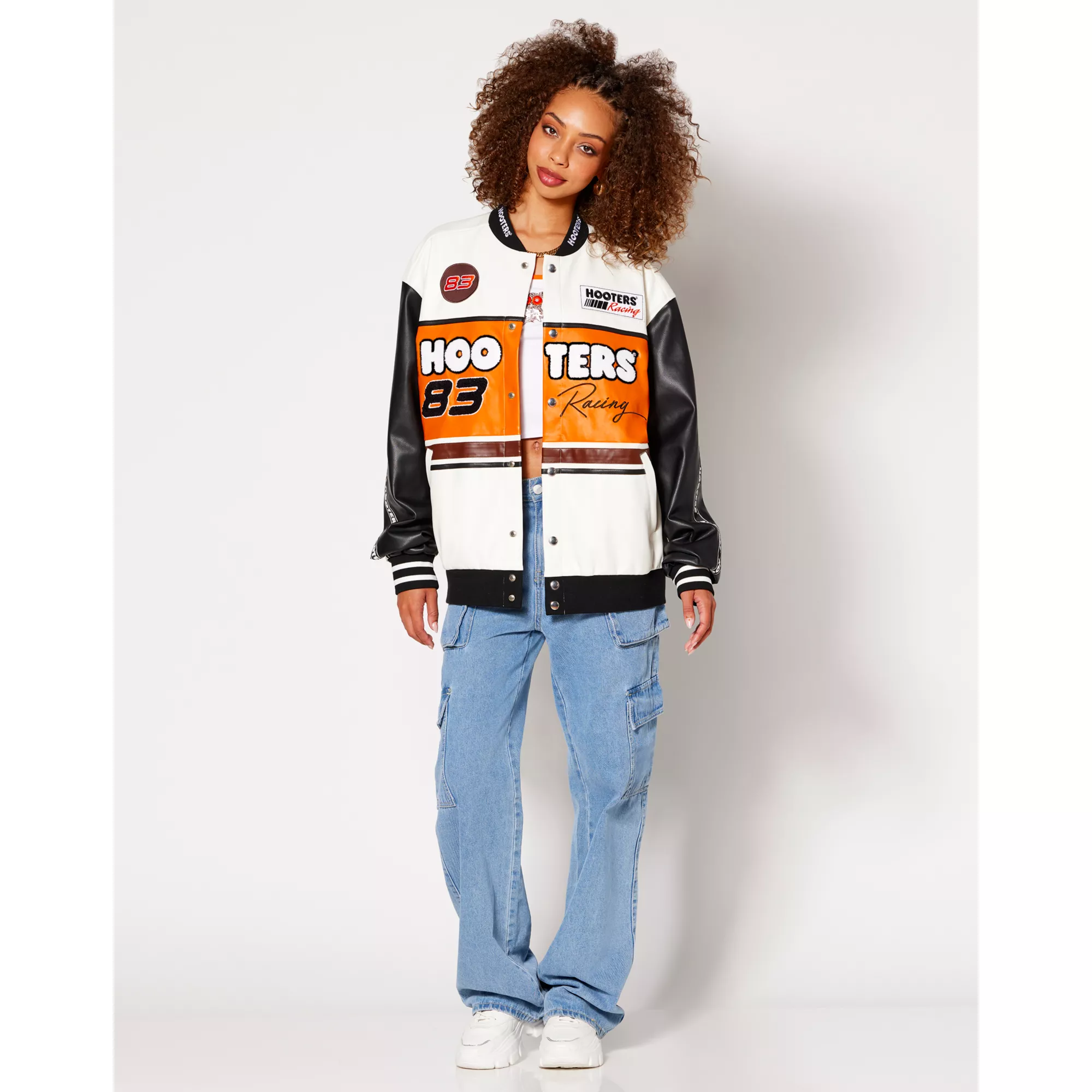 Black and White Hooters Motorcycle Jacket at Spencer's