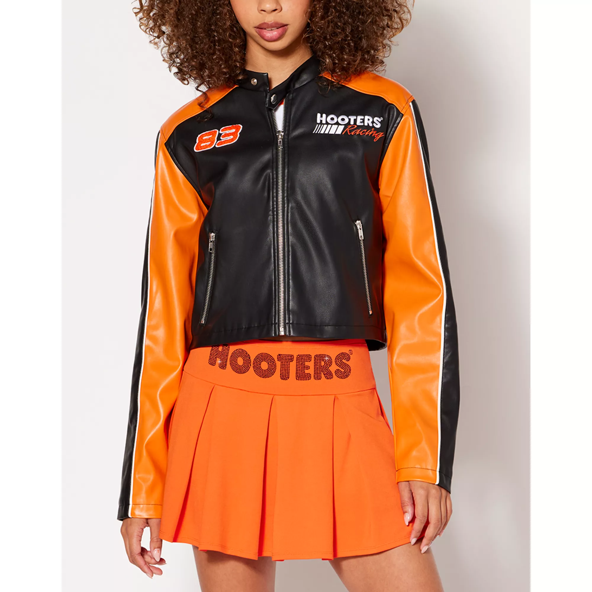 Black and Orange Hooters Motorcycle Jacket