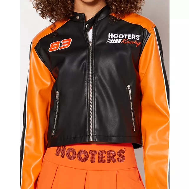 Black and Orange Hooters Motorcycle Jacket at Spencer's
