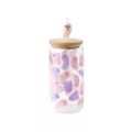 Pink and Purple Ghost Glass Cup with Straw and Topper - 16 oz. at Spencer's