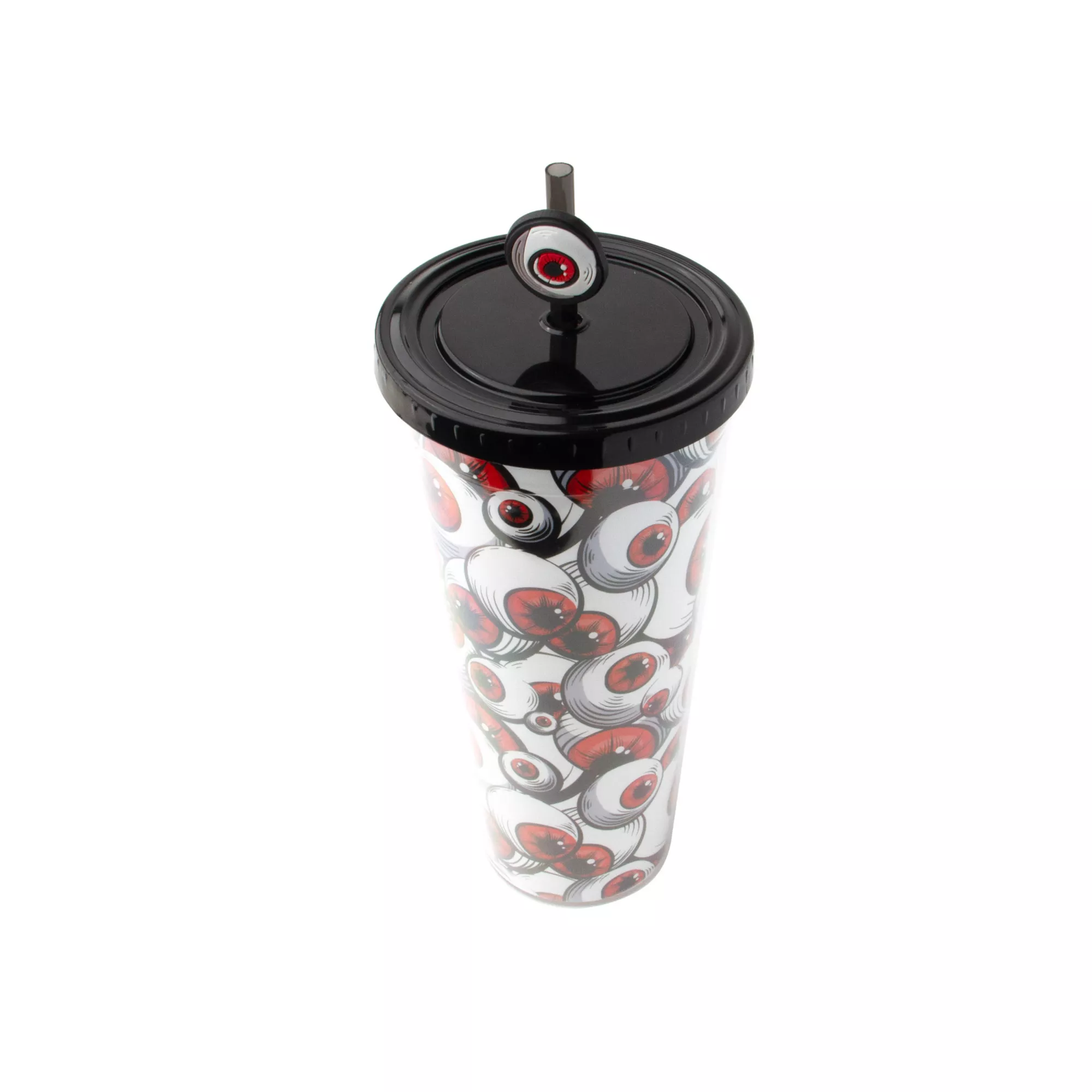 Red Eyeball Print Cup with Straw and Topper - 20 oz. at Spencer's