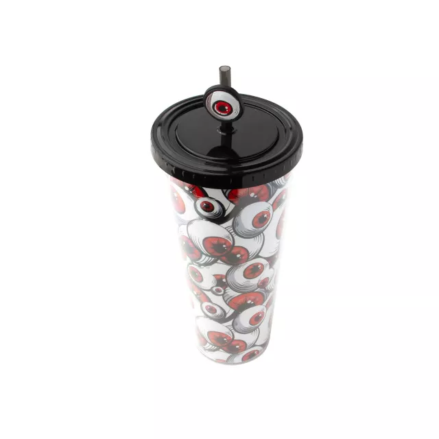 Red Eyeball Print Cup with Straw and Topper - 20 oz. at Spencer's