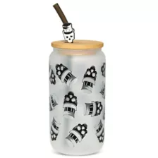 Skull Top Hat Glass Cup with Straw at Spencer's