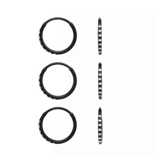 Multi-Pack Black and Crystal Hoops 3 Pack - 20 Gauge at Spencer's