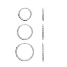 Multi-Pack Silver and Crystal Hoops 3 Pack - 20 Gauge at Spencer's