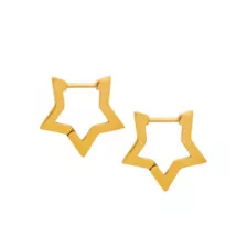 Gold Star Huggie Hoops - 18 Gauge at Spencer's