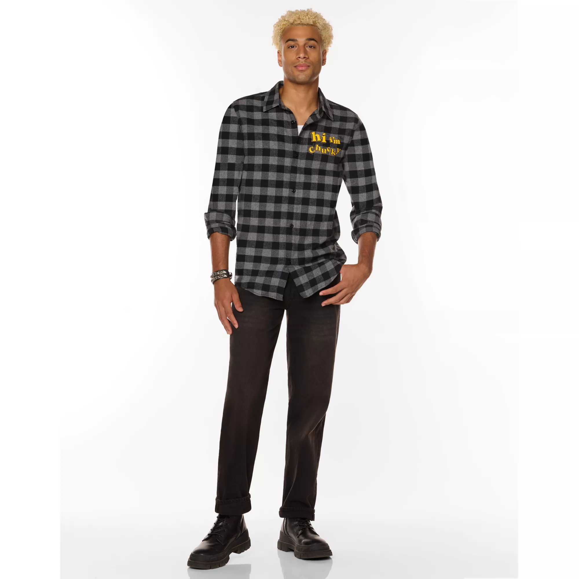 Grey and Black Chucky Flannel at Spirit Halloween