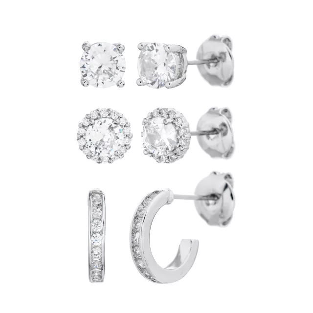Multi-Pack CZ Studs and Hoop Earrings - 3 Pair at Spencer's