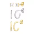 Multi-Pack CZ Goldtone and Silvertone Stud and Hoop Earrings 3 Pair at Spencer's