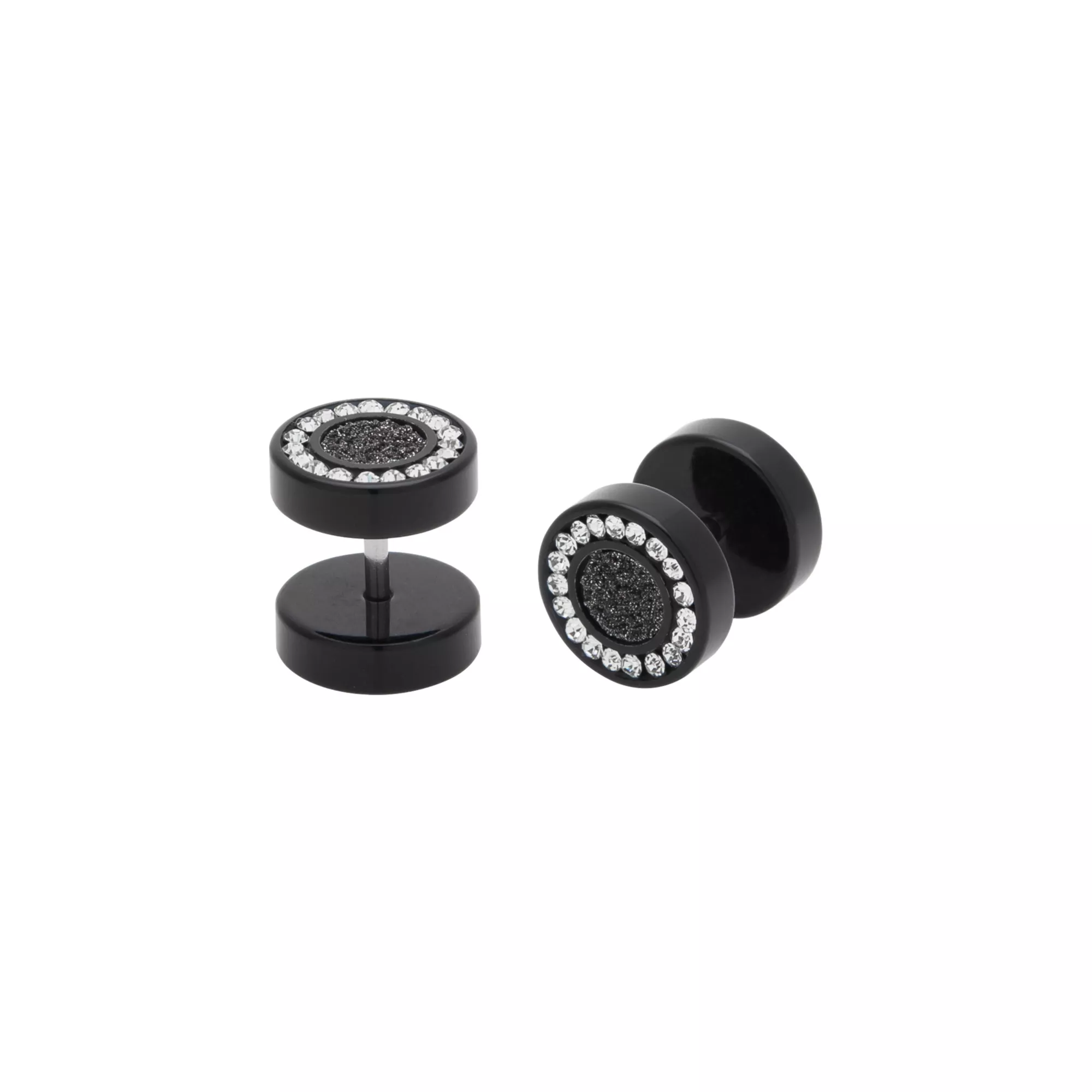 Black Shine Glitter Fake Plugs - 16 Gauge