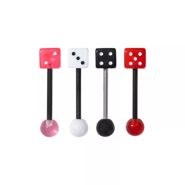 Multi-Pack Multi-Color Dice Barbells 4 Pack - 14 Gauge at Spencer's