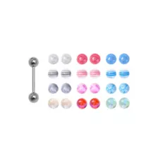 Single Barbell with Extra Rose and Stripe Balls - 14 Gauge at Spencer's
