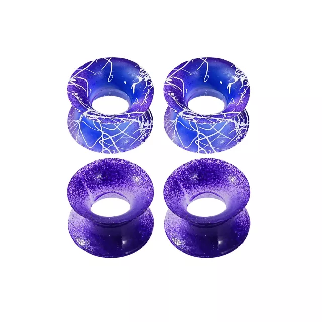Multi-Pack Blue and Purple Splatter Paint Silicone Tunnels - 2 Pairs at Spencer's