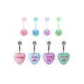 Multi-Pack Multi-Color Heart Belly Rings 8 Pack - 14 Gauge at Spencer's