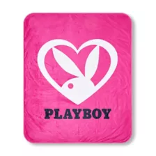 Playboy Bunny Pink Heart Reversible Fleece Blanket at Spencer's