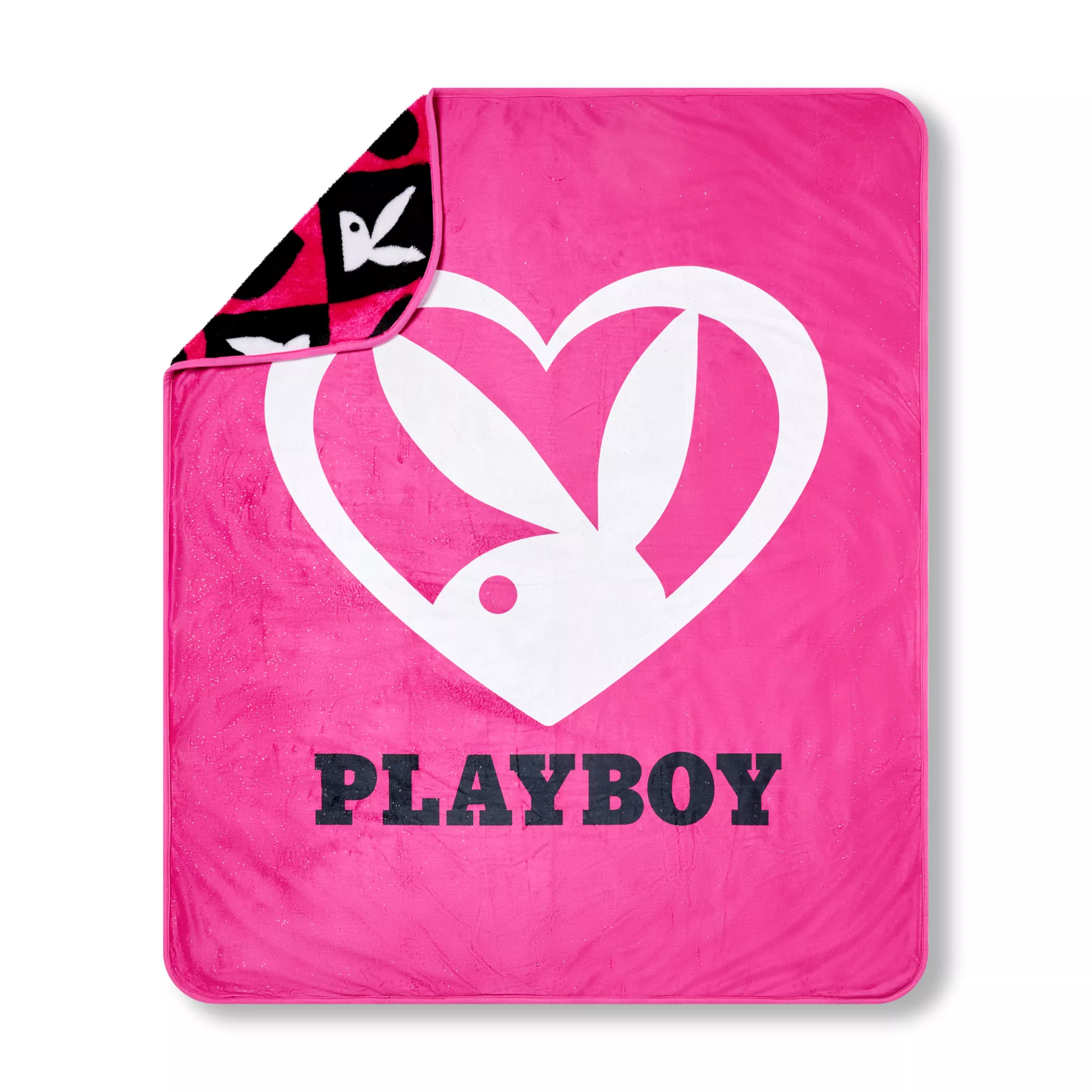 Playboy Bunny Pink Heart Reversible Fleece Blanket at Spencer's