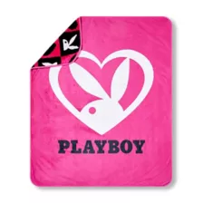 Playboy Bunny Pink Heart Reversible Fleece Blanket at Spencer's