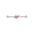 CZ Bimbo Heart Industrial Barbell - 14 Gauge at Spencer's