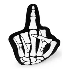 Black Skeleton Middle Finger Pillow at Spencer's