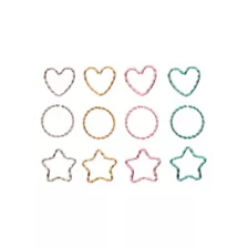 Multi-Pack Braided Heart Star and Circle Hoop Nose Rings 12 Pack - 20 Gauge at Spencer's