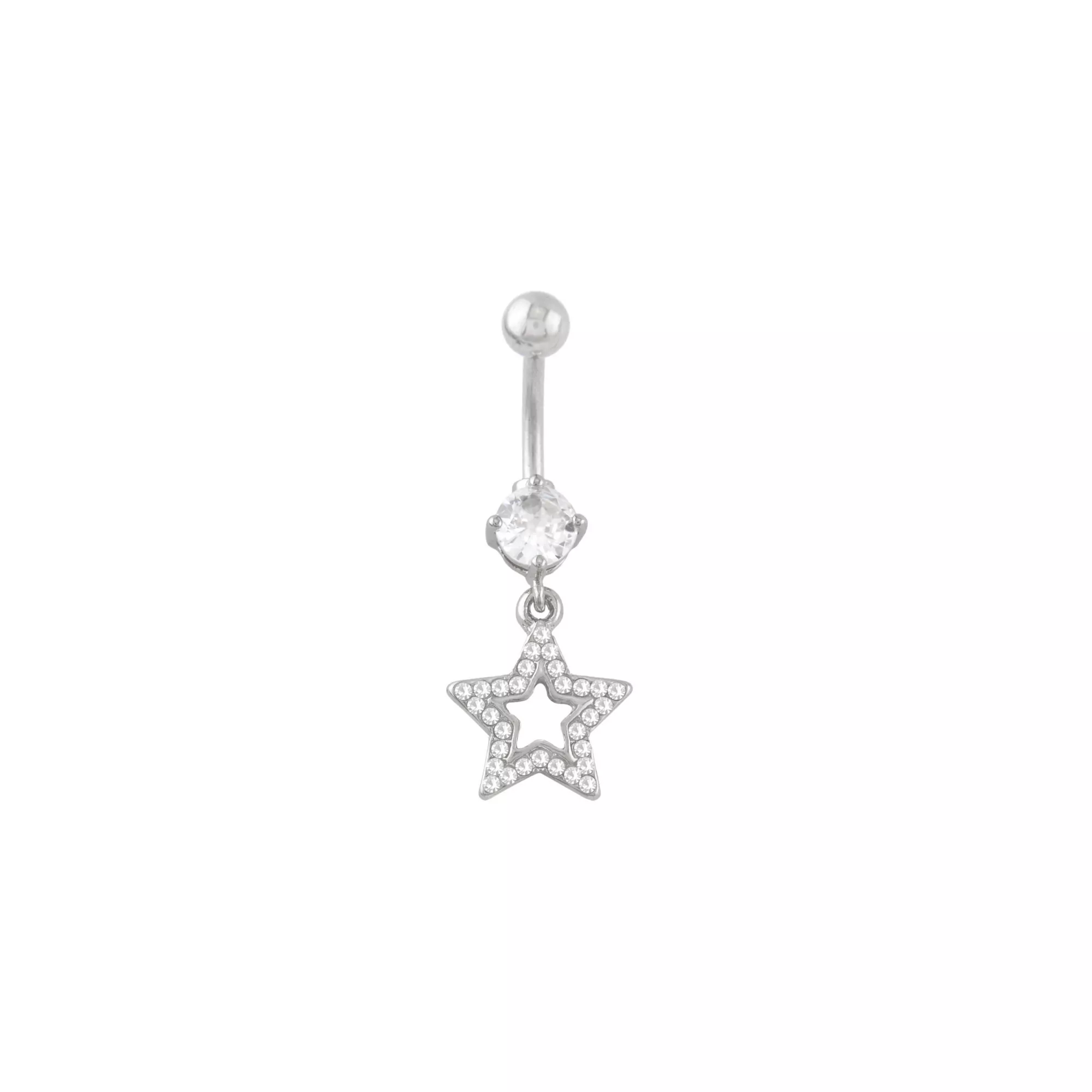 CZ Star Dangle Belly Ring - 14 Gauge