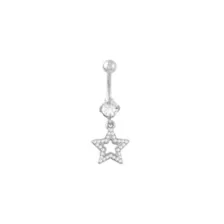 CZ Star Dangle Belly Ring - 14 Gauge at Spencer's