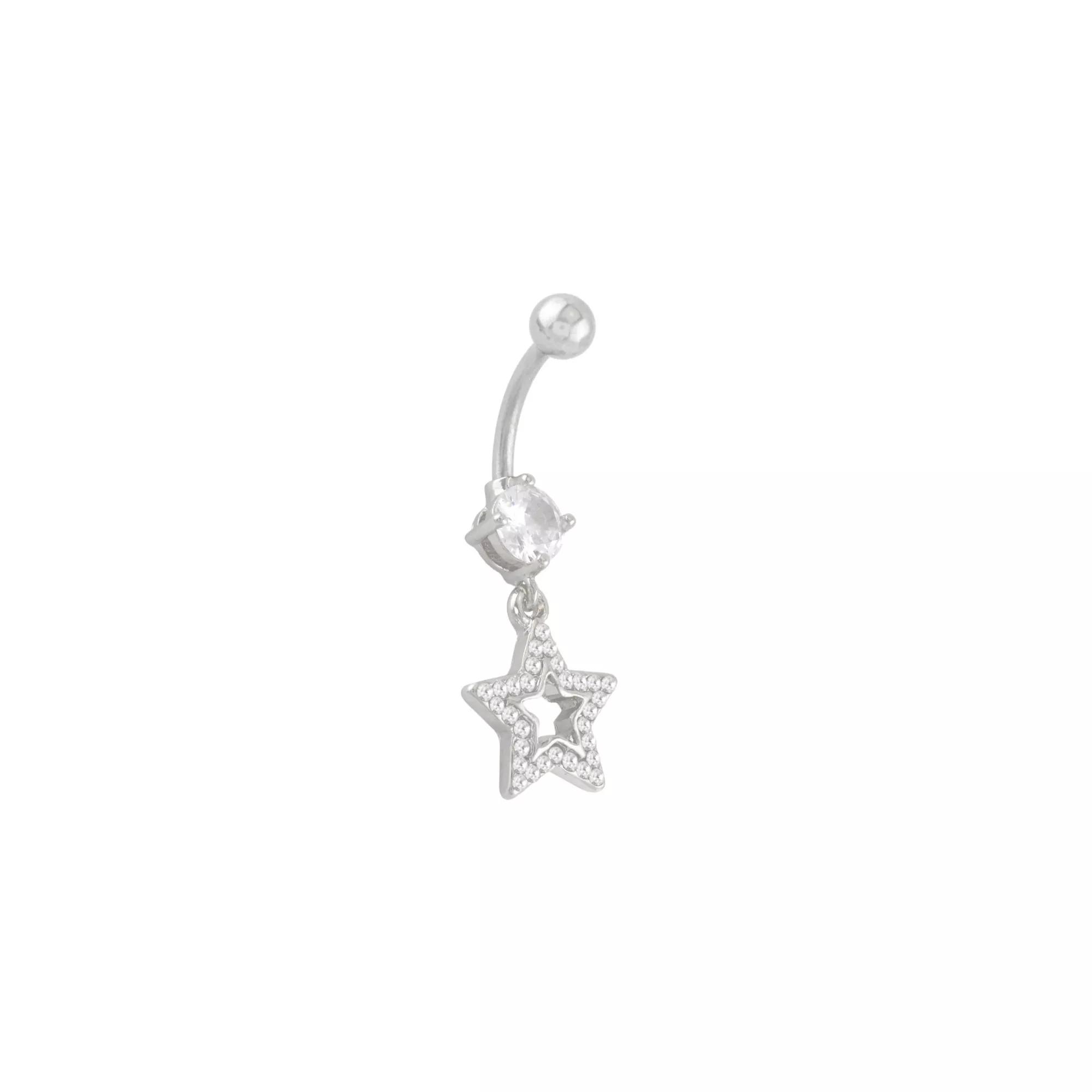 CZ Star Dangle Belly Ring - 14 Gauge