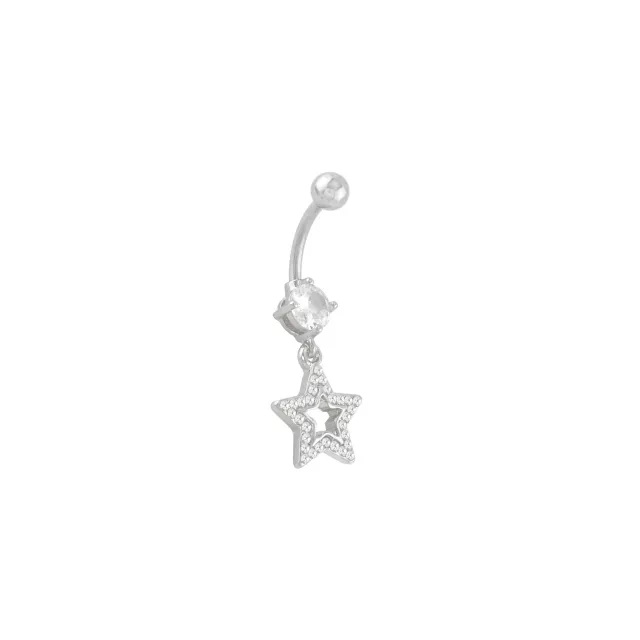 CZ Star Dangle Belly Ring - 14 Gauge at Spencer's