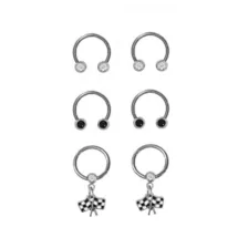 Multi-Pack CZ Racing Flag Horseshoe Septum Rings 6 Pack - 14 Gauge at Spencer's
