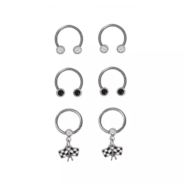 Multi-Pack CZ Racing Flag Horseshoe Septum Rings 6 Pack - 14 Gauge at Spencer's
