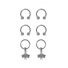 Multi-Pack CZ Racing Flag Horseshoe Septum Rings 6 Pack - 14 Gauge at Spencer's